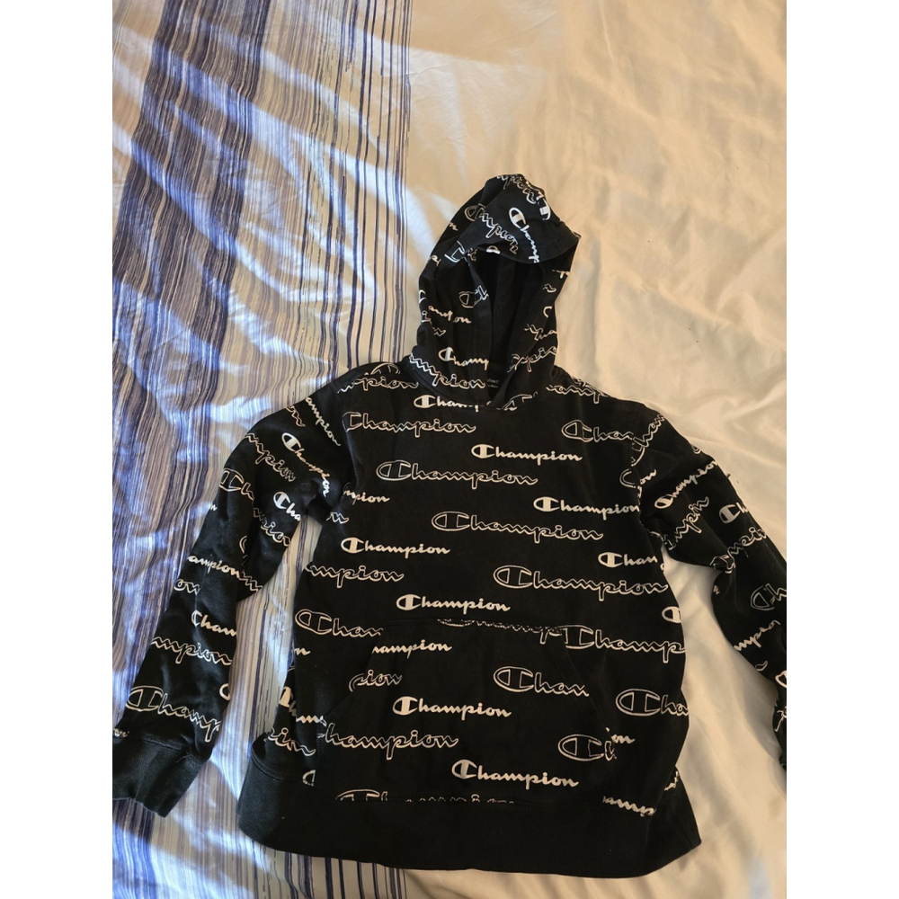 Champion Sweatshirt/hoodie Large Black Grey And White Vintage Used Lightly